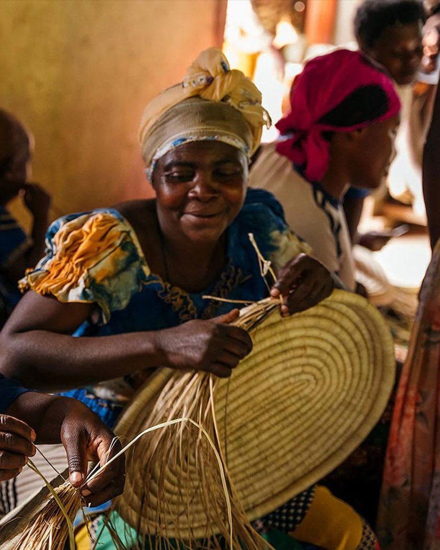 Handwoven baskets in the making