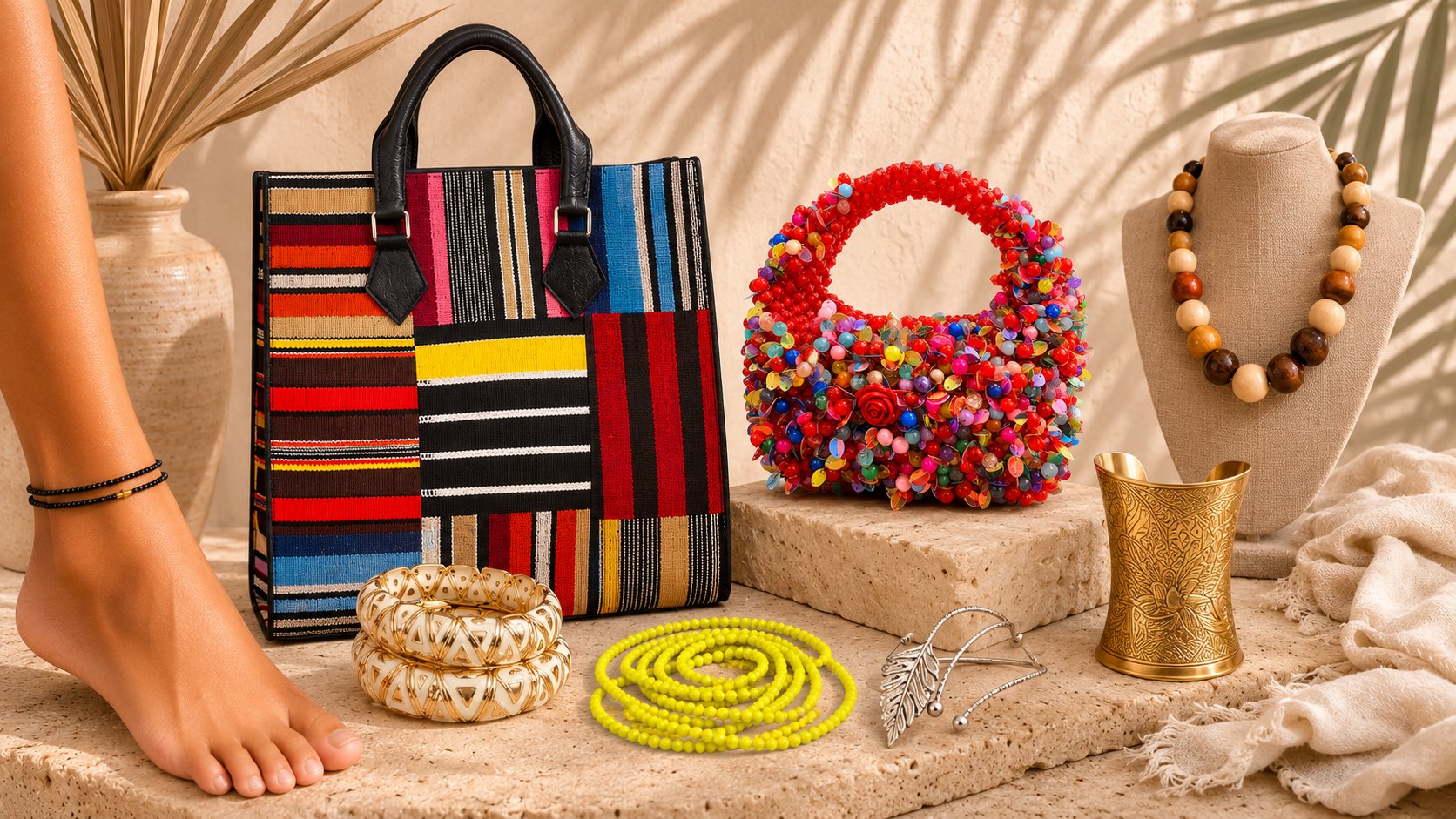 Handcrafted African bags and straw hats